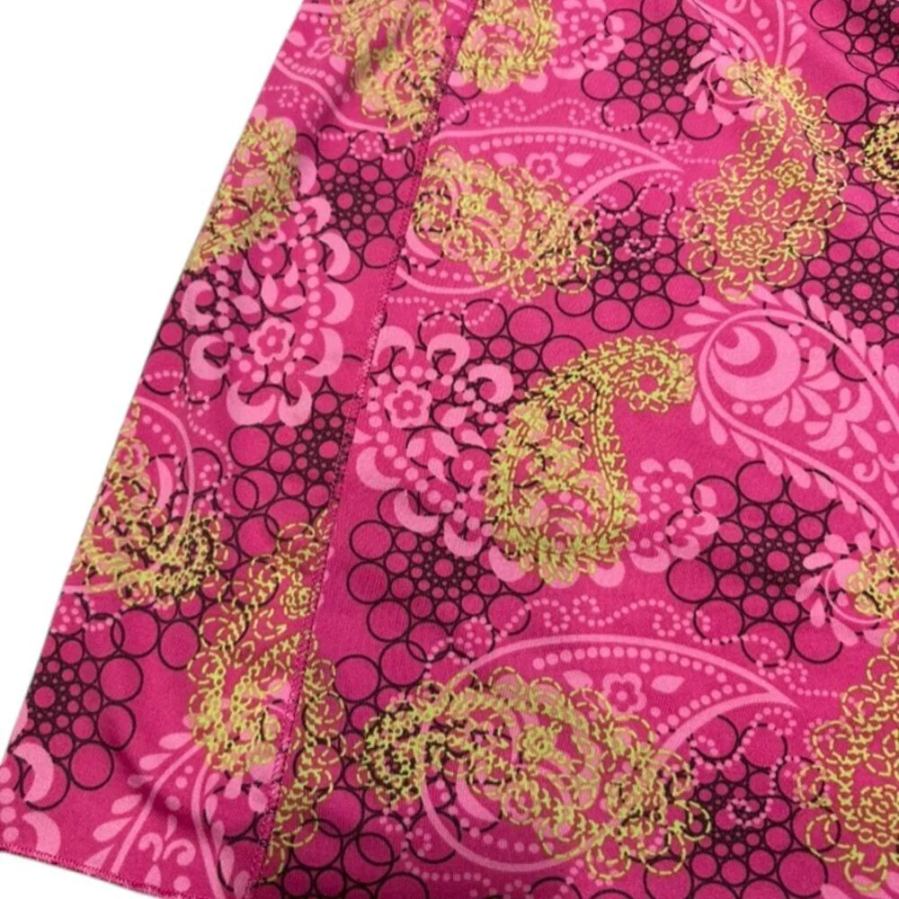 Tranquility Pink Paisley Skirt Y2k Style Knee length
